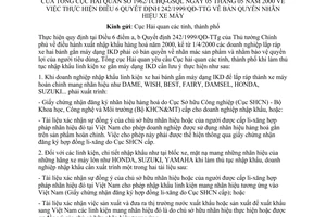 Công văn 1962/TCHQ-GSQL thực hiện QĐ 42/1999/QĐ-TTg  bản quyền nhãn hiệu xe máy