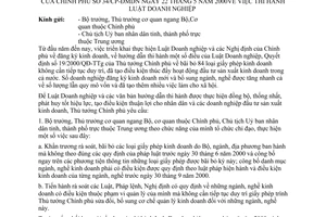 Công văn 34/CP-ĐMDN thi hành Luật Doanh nghiệp