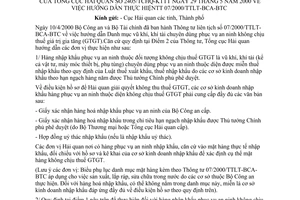 Công văn 2405/TCHQ-KTTT hướng dẫn thực hiện TTLT 07/2000/TTLT-BCA-BTC
