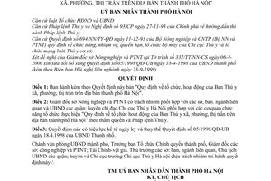 Quyêt định 43/2000/QĐ-UB tổ chức, hoạt động Ban Thú y xã, phường, thị trấn tại Hà nội