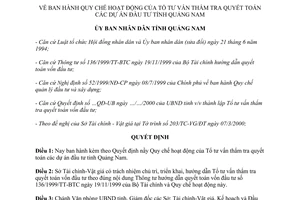 Quyết định 24/2000/QĐ-UB Quy chế hoạt động Tổ Tư vấn thẩm tra quyết toán dự án đầu tư Quảng Nam
