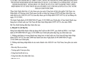 Thông tư 35/2000/TT-BTC danh mục hàng hoá và thuế suất của Việt Nam để hướng dẫn thi hành Nghị định 09/2000/NĐ-CP