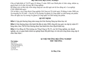 Quyết định 31/2000/QĐ-BCN lập giải thưởng hàng năm mang tên Giải thưởng Sáng tạo khoa học nữ