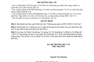Quyết định 1418/2000/QĐ-BYT  thường quy giám sát HIV/AIDS ở Việt Nam