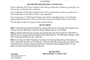 Quyết định 12/2000/QĐ-BGD&ĐT Chương trình môn học Giáo dục quốc phòng