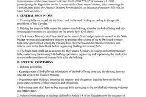 Circular No. 39/2000/TT-BTC of May 11, 2000, guiding the issuance of treasury bills via the State Bank