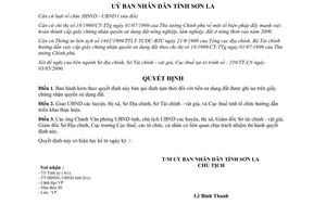 Quyết định 805/2000/QĐ-UB tiền sử dụng đất ghi nợ trên giấy chứng nhận quyền sử dụng đất Sơn La