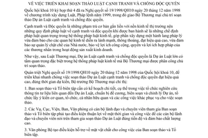 Chỉ thị 11/2000/CT-BTM triển khai soạn thảo Luật cạnh tranh chống độc quyền