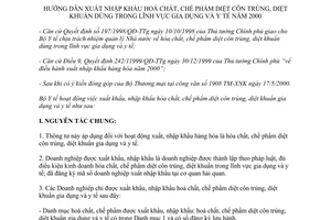 Thông tư 11/2000/TT-BYT hướng dẫn xuất nhập khẩu hoá chất chế phẩm diệt khuẩn
