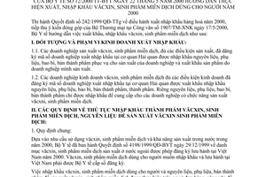 Thông tư 12/2000/TT-BYT xuất, nhập khẩu vắcxin, sinh phẩm miễn dịch dùng cho người năm 2000