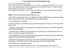 Quyết định50/2000/QĐ-UB  tổ chức lại Ban QLDA quận Ba Đình