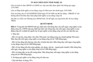 Quyết định 38/2000/QĐ-UB tạm thời mức tiền đóng thay cho mỗi ngày công nghĩa vụ lao động công ích Nghệ An