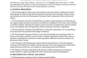 Circular No.42/2000/TT-BTC of May 23, 2000 guiding the implementation of the regulation on financial management of the development assistance fund