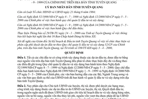 Quyết định 563/QĐ-UB 2000 phân cấp tổ chức thực hiện Quy chế quản lý đầu tư và xây dựng Tuyên Quang