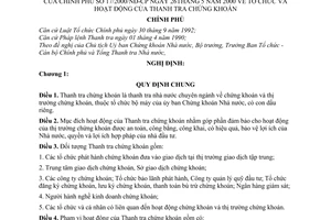 Nghị định 17/2000/NĐ-CP tổ chức và hoạt động của Thanh tra chứng khoán