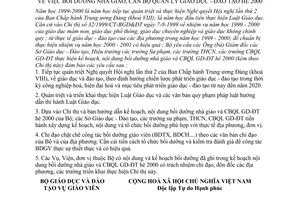 Chỉ thị 17/2000/CT-BGD&ĐT bồi dưỡng nhà giáo, cán bộ quản lý giáo dục - đào tạo