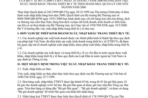 Thông tư 13/2000/TT-BYT hướng dẫn xuất, nhập khẩu trang thiết bị y tế theo danh mục quản lý chuyên ngành năm 2000