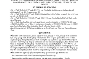 Quyết định 83/2000/QĐ-BTC mức thu lệ phí cấp giấy chứng nhận đăng ký kinh doanh