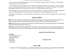 Quyết định 1250/2000/QĐ-UBT Quy chế quản lý trong quan hệ vận động, tiếp nhận