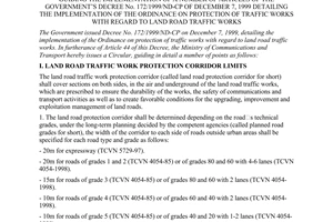 Circular No. 213/2000/TT-BGTVT of May 31, 2000 guiding the implementation of a number of articles of The Government’s Decree No. 172/1999/ND-CP of December 7, 1999 detailing the implementation of the ordinance on protection of traffic works with regard to land road traffic works