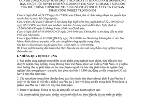 Thông tư 03/2000/TT-BCN chính sách hỗ trợ phát triển các sản phẩm công nghiệp trọng điểm để hướng dẫn thực hiện Quyết định 37/2000/QĐ-TTg