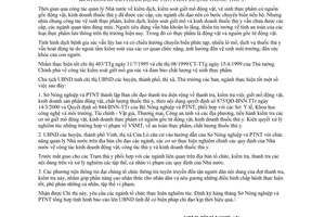 Chỉ thị 28/2000/CT-UB thanh tra kiểm tra giết mổ kinh doanh sản phẩm động vật chất lượng thuốc thú y Nghệ An