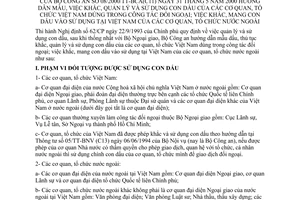 Thông tư 08/2000/TT-BCA(C11) hướng dấn mẫu, việc khắc, quản lý và sử dụng con dấu cơ quan, tổ chức Việt Nam dùng trong công tác đối ngoại