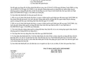 Công văn 1912/UB-ĐT cấp giấy chứng nhận quyền sử dụng đất cho những người nhận chuyển nhượng quyền các tổ chức kinh doanh