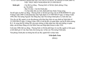 Công văn 2701/VPCP-VX thực hiện NĐ 23/1999/NĐ-CP