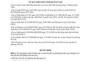 Quyết định 28/2000/QĐ-UB danh mục mức thu phí xã phường thị trấn Quảng Nam