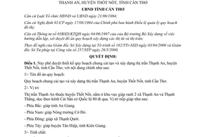 Quyết định 45/2000/QĐ-UB quy hoạch chung cải tạo xây dựng thị trấn Thạnh An Cần Thơ