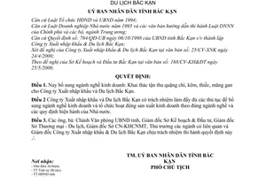 Quyết định 607/2000/QĐ-UB  bổ sung ngành nghề kinh doanh cho Công ty Xuất nhập khẩu & Du lịch Bắc Kạn