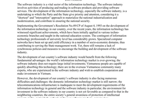 ResolutionNo. of 07/2000/NQ-CP June 05, 2000 on the building and development of software industry in the 2000-2005 period