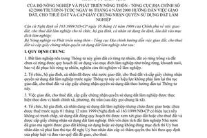 Thông tư 62/2000/TTLT-BNN-TCĐC hướng dẫn giao cho thuê đất cấp giấy chứng nhận quyền sử dụng đất lâm nghiệp