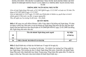 Quyết định 178/2000/QĐ-NHNN2 Hệ thống mã Ngân hàng, Tổ chức tín dụng và Kho bạc Nhà nước bổ sung Quyết định 59/2000/QĐ-NHNN2