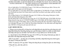 Thông tư 04/2000/TT-TCHQ điều hành xuất nhập khẩu năm 2000 hàng hoá phi mậu dịch hướng dẫn QĐ 242/1999/QĐ-TTg