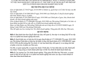 Quyết định 95/2000/QĐ-BTC Quy chế quản lý, thu nộp, sử dụng Quỹ hỗ trợ sắp xếp,cổ phần hoá doanh nghiệp Nhà nước