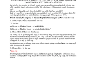 Luật Đầu tư nước ngoài tại Việt Nam 2000 sửa đổi 18/2000/QH10