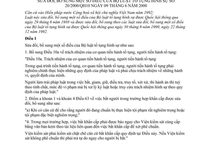 Bộ luật Tố tụng hình sự 2000 sửa đổi 20/2000/QH10