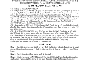 Quyết định 58/2000/QĐ-UB quy định tổ chức dự án đầu tư công trình xây dựng hạ tầng kỹ thuật đô thị trọng điểm phục vụ kỷ niệm 990 năm Thăng Long