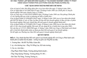 Quyết định 3768/2000/QĐ-UB-CNN thành lập Ban Đổi mới quản lý tại doanh nghiệp Công ty Phát hành sách thành phố