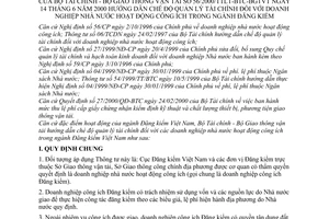Thông tư liên tịch 56/2000/TTLT-BTC-BGTVT  hướng dẫn chế độ quản lý tài chính đối với DNNN hoạt động công ích trong ngành đăng kiểm