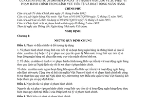 Nghị định 20/2000/NĐ-CP xử phạm vi phạm hành chính trong lĩnh vực tiền tệ và hoạt động ngân hàng