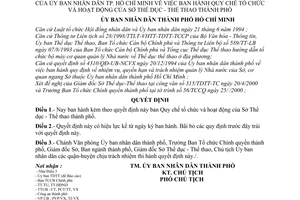 Quyết định 37/2000/QĐ-UB Quy chế tổ chức hoạt động Sở Thể dục  Thể thao thành phố