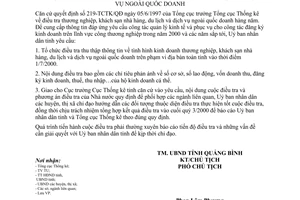 Chỉ thị 24/2000/CT-UB điều tra thương nghiệp khách sạn nhà hàng du lịch dịch vụ ngoài quốc doanh Quảng Bình