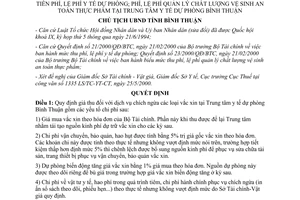Quyết định 28/2000/QĐ-CTUBBT giá chích ngừa sử dụng lệ phí y tế vệ sinh an toàn thực phẩm Bình Thuận