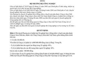 Quyết định 40/2000/QĐ-BCN chuyển Xí nghiệp Sơn á Đông thành Công ty cổ phần Sơn á Đông