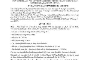 Quyết định 42/2000/QĐ-UB phân bổ chỉ tiêu kế hoạch sử dụng đất năm 2000 các quận-huyện