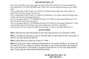 Quyết định 2019/2000/QĐ-BYT vệ sinh thuốc lá điếu