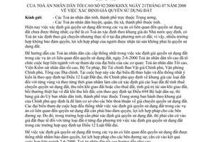 Công văn 92/2000/KHXX xác định quyền sử dụng đất